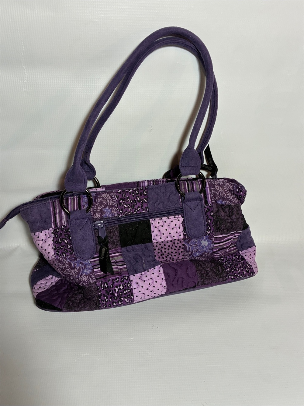 Donna Sharp Patchwork Purple Shoulder Bag with Tassel Detail - Picture 2 of 5